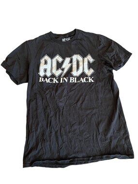AC/DC Back In Black Short Sleeve Tshirt Graphic Band Tee Men's Size M 100% Cot